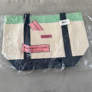 Vineyard Vines Classic Tote Bag Wasabi Blender Print Canvas Beach Bag NEW
